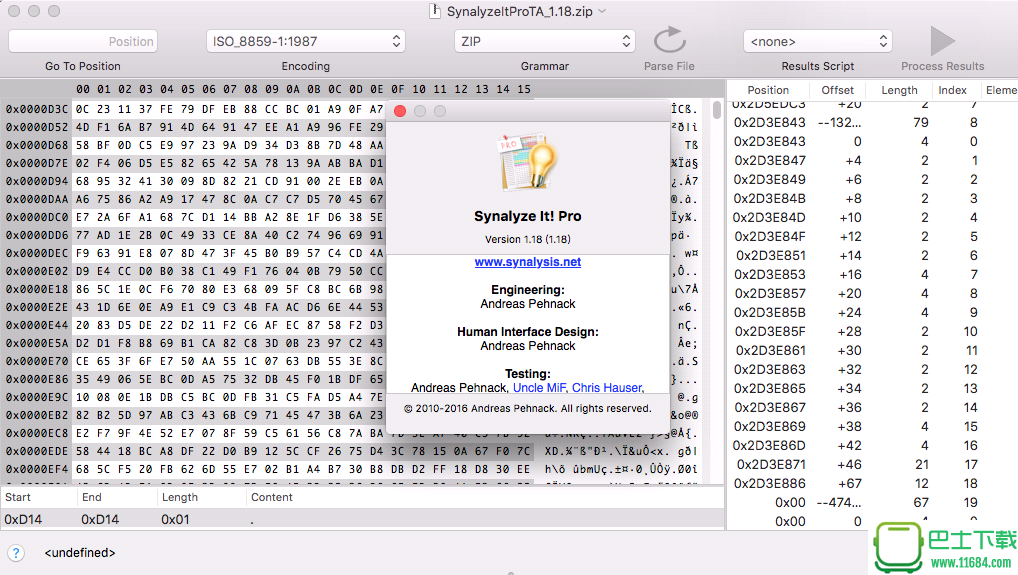 16进制编辑工具SynalyzeIt!ProforMac下载-16进制编辑工具Synalyze It! Pro v1.18 破解版 for Mac下载v1.18